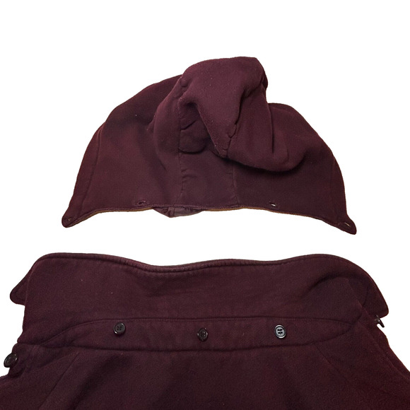 Intl Details Size 2XL Maroon Red Button Front Belted Pea Coat Double Breasted - Picture 6 of 6